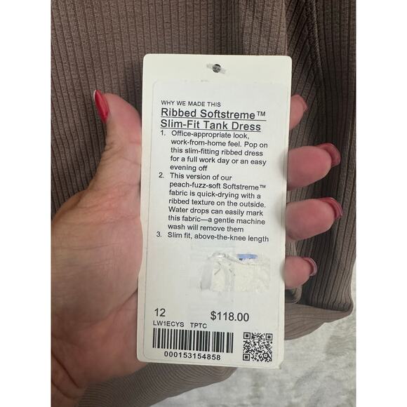 NWOT Lululemon Ribbed Slim Fit Tank Dress 12 Softstreme - Picture 7 of 7